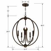 2247-DB_NOSHADE Crystorama Libby Langdon for Crystorama Sylvan 5 Light Dark Bronze Chandelier