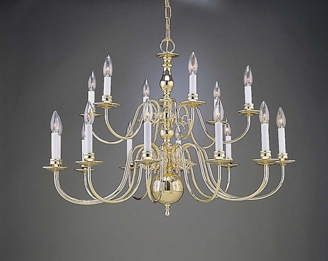 2318-12-6 Holtkotter Lighting 2000 18-Light Chandelier in Polished Brass