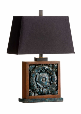 23332 Wildwood Lamps Rosetta Lamp - Antique Verdi Medallion And Mounting Finish