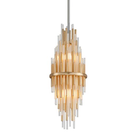 238-41-GL/SS Corbett Lighting Theory 2 Lt. Pendant with Gold Leaf/Stainless Steel Finish