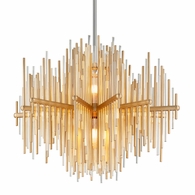238-42-GL/SS Corbett Lighting Theory 2 Lt. Chandelier with Gold Leaf W Polished Stainless Finish