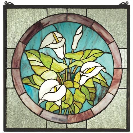 23866 Meyda Tiffany 20"W X 20"H Calla Lily Stained Glass Window