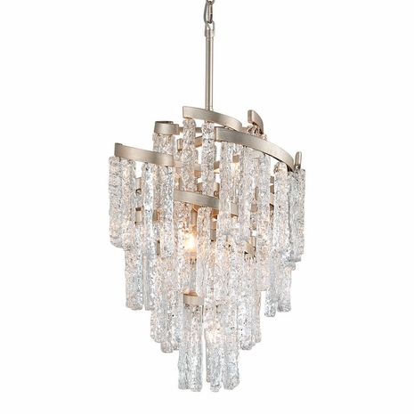 243-47 Corbett Lighting Mont Blanc 7 Lt. Chandelier with Modern Silver Leaf Finish
