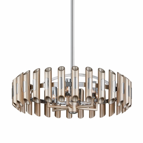 245-46 Corbett Arpeggio 6Lt Pendant with Hand-Crafted Iron And Stainless Finish