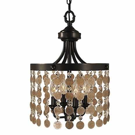 F-2484 Framburg 4-Light Antique Brass Naomi Mini Chandelier