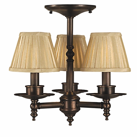 F-2516 Framburg 3-Light Antique Brass Sheraton Flush / Semi-Flush Mount
