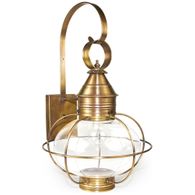 2541  Northeast Lantern Caged Onion Wall Antique Brass Medium Base Socket Clear or Optic Glass