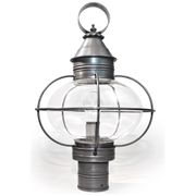 2543  Northeast Lantern Caged Onion Post Lantern Antique Brass Medium Base Socket Clear or Optic Glass