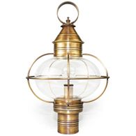 2543  Northeast Lantern Caged Onion Post Lantern Antique Brass Medium Base Socket Clear or Optic Glass