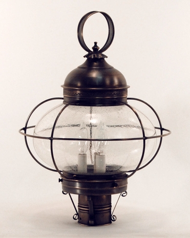 2573G Northeast Lantern Onion (3) Light Candelabra Post Fixture With Multiple Glass & Finish Options