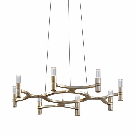 258-08 Corbett Hand-Crafted Iron 8 Light Nexus Chandelier with Satin Silver Leaf Finish