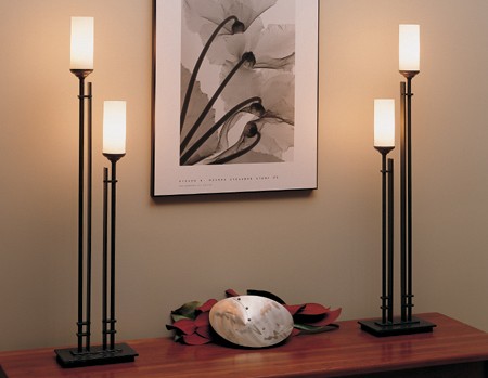 26-8413 Hubbardton Forge Lighting Metra Twin Buffet Wrought Iron Lamp