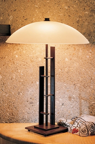26-8422 Hubbardton Forge Lighting Metra Double Wrought Iron Table Lamp