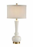 26019 Wildwood 31in. Ceramic Astrid Lamp - White with Silkette Shade and White Glaze/Antique Finish