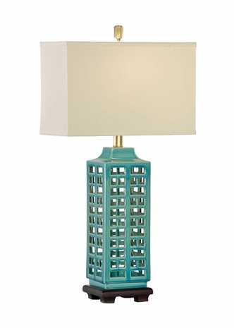 26081 Wildwood Lamps Khai Lamp-Turquoise - Turquoise Blue/Black Finish