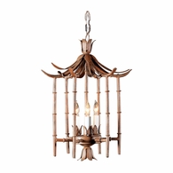 268 Wildwood Wrought Iron Patinated Art Glaze Iron Bamboo Lantern