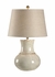 27550 Wildwood 29in. Florentine Ceramic Modena Lamp with Linen Shade and Old White Glaze/Drip Glaze Finish
