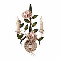 2842 Wildwood Hand Painted Florentine Iron Two Lights Hydrangea Sconce