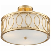285-GA Crystorama Libby Langdon Graham 3 Light Antique Gold Semi Flush Mount