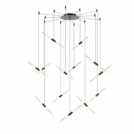 2895.25 Sonneman Ballet Multi-forms 13-Light Swag LED Pendant with Satin Black Finish