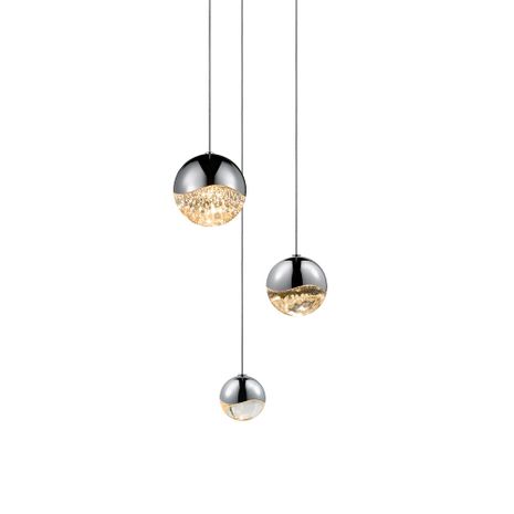 2914.01-AST Sonneman Grapes Multi-forms 3-Light Round Assorted LED Pendant with Polished Chrome Finish