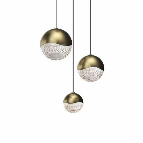 2914.14-AST Sonneman Grapes 3-Light Round Assorted LED Pendant with Brass Finish Finish