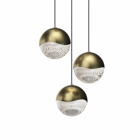 2914.14-LRG Sonneman Grapes 3-Light Round Large LED Pendant with Brass Finish Finish