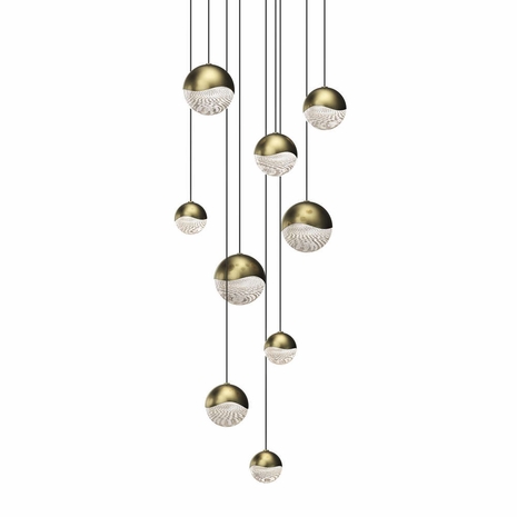 2916.14-AST Sonneman Grapes 9-Light Round Assorted LED Pendant with Brass Finish Finish