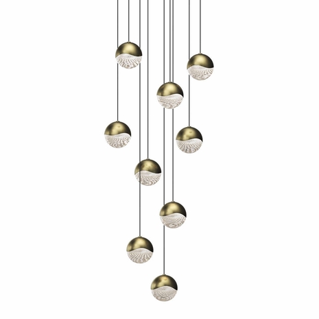 2916.14-MED Sonneman Grapes 9-Light Round Medium LED Pendant with Brass Finish Finish