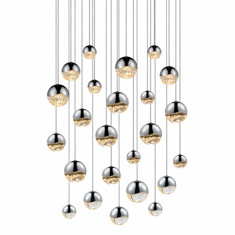 2918.01-AST Sonneman Grapes Multi-forms 24-Light Round Assorted LED Pendant with Polished Chrome Finish
