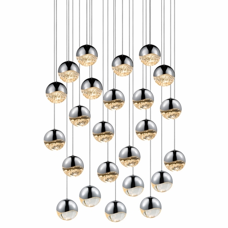 2918.01-LRG Sonneman Grapes Multi-forms 24-Light Round Large LED Pendant with Polished Chrome Finish