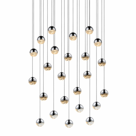 2918.01-SML Sonneman Grapes Multi-forms 24-Light Round Small LED Pendant with Polished Chrome Finish