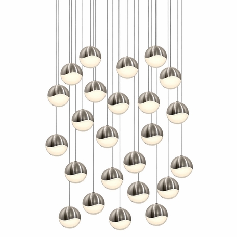 2918.13-LRG Sonneman Grapes Multi-forms 24-Light Round Large LED Pendant with Satin Nickel Finish
