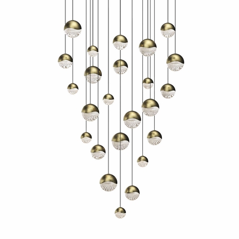 2918.14-AST Sonneman Grapes 24-Light Round Assorted LED Pendant with Brass Finish Finish