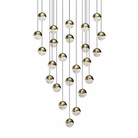 2918.14-MED Sonneman Grapes 24-Light Round Medium LED Pendant with Brass Finish Finish