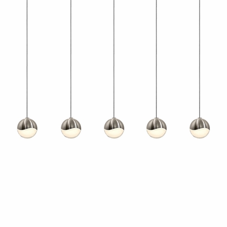 2921.13-SML Sonneman Grapes Multi-forms 5-Light Rectangle Small LED Pendant with Satin Nickel Finish