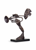 292312 Wildwood 17in. Cast Iron Contemporary Trumpeter with Hand Colored/Natural Gray Finish