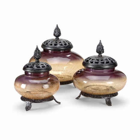 292489 Wildwood Lamps Covered Jars (Set 3) - Aluminum Fittings Finish