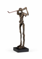293876 Wildwood 14in. Metal Swinging Golfer with Old Bronze Finish