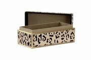 295603 Cheryl Luckett 5in. Hair On Hide/Metal Boxed in - Leopard with Leopard Print/Brass Finish