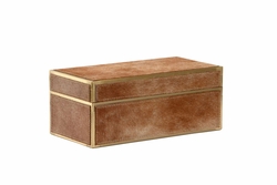 295604 Cheryl Luckett 5in. Hair On Hide/Metal Boxed in - Tan with Brass Finish