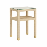 295613 Cheryl Luckett 27in. Plywood/Saguran/Glass Socialite End Table - Natural with Clear Finish
