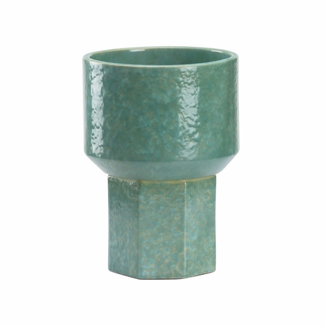295809 Denise Mcgaha 11in. Ceramic Markus Vase with Marine Reactive Glaze Finish