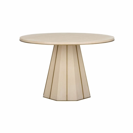 295815 Denise Mcgaha 30.5in. Wood/Metal Clint Center Table with Rift Cut White Oak/Antique Brass Finish