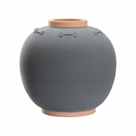 295830 Denise Mcgaha 18.5in. Ceramic Everly Large Vase with Matte Gray Glaze/Terra Cotta Finish