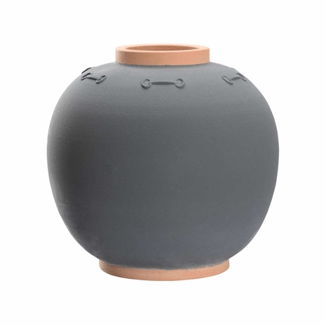 295830 Denise Mcgaha 18.5in. Ceramic Everly Large Vase with Matte Gray Glaze/Terra Cotta Finish