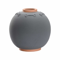 295831 Denise Mcgaha 13in. Ceramic Everly Small Vase with Matte Gray Glaze/Terra Cotta Finish