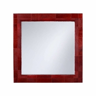 295837 Denise Mcgaha 54in. Hair On Hide/Wood Taurus Wall Mirror - Red with Plain Finish