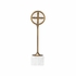 295841 Denise Mcgaha 15.5in. Marble/Metal/Plaster Oak Leaf Tall Intaglio with Natural White/Antique Brass/Matte White Finish