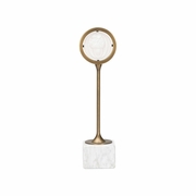 295841 Denise Mcgaha 15.5in. Marble/Metal/Plaster Oak Leaf Tall Intaglio with Natural White/Antique Brass/Matte White Finish